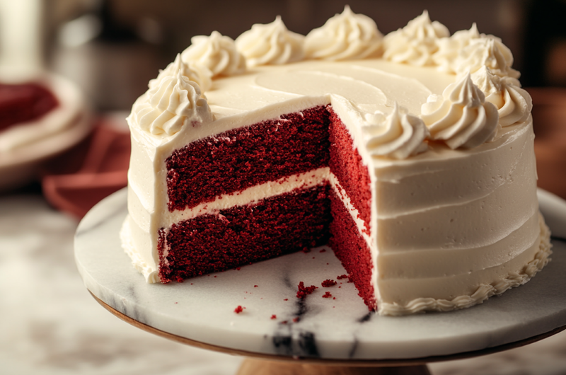 Classic American Red Velvet Cake 🇺🇸✨