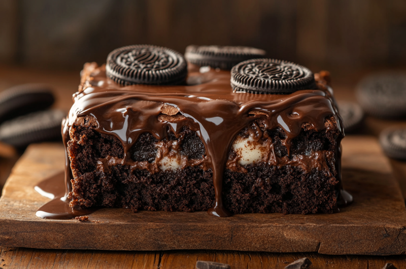 Loaded Oreo Fudge Brownie Cake 🍪✨