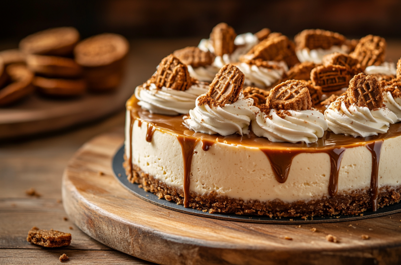 No-Bake Biscoff Cookie Butter Cheesecake 🍪✨