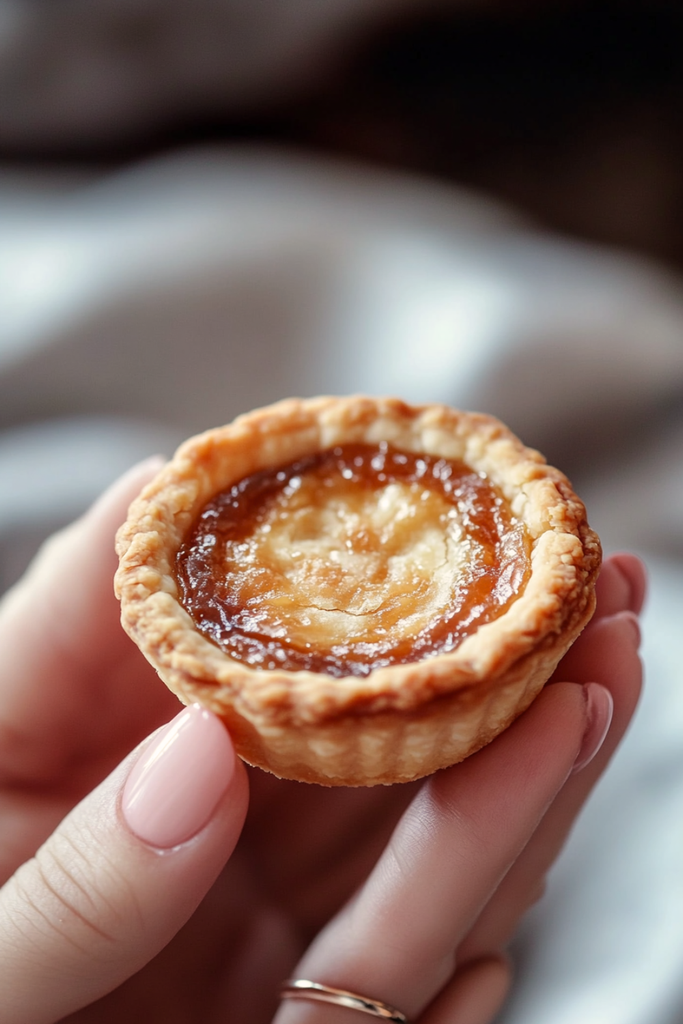 Stack of Classic Canadian Butter Tarts with gooey brown sugar filling
