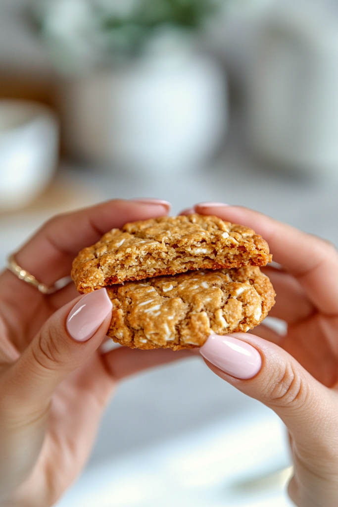 Stack of Classic Australian ANZAC Biscuits on parchment paper with golden syrup