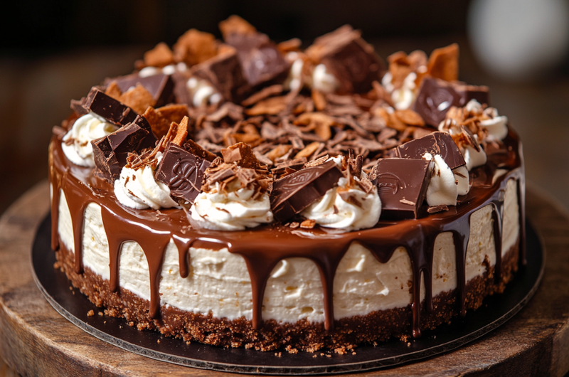No-Bake Nutella Kinder Bueno Cheesecake 🍫✨