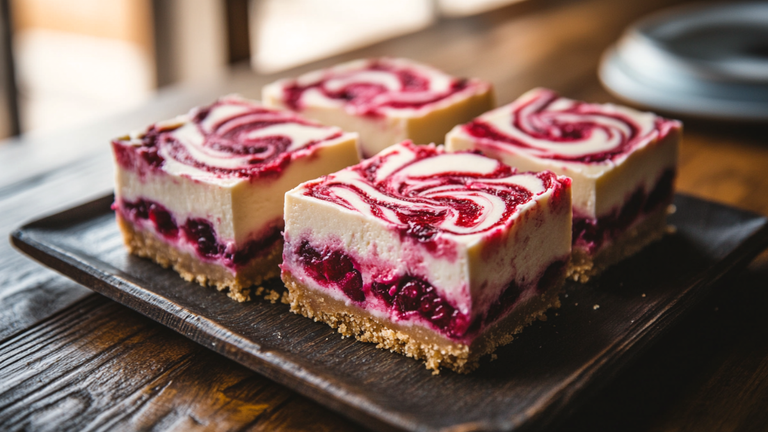 No-Bake Raspberry Cheesecake Bars (Creamy & Tart) 🇨🇦✨