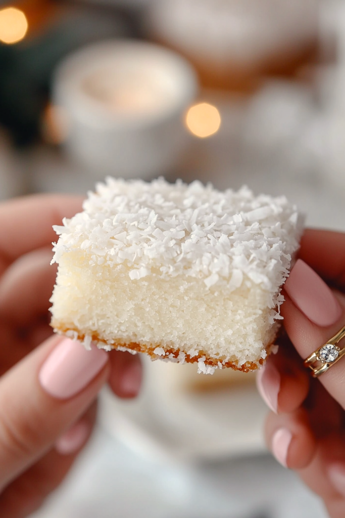Stack of Classic Australian Lamingtons coated in chocolate icing and desiccated coconut