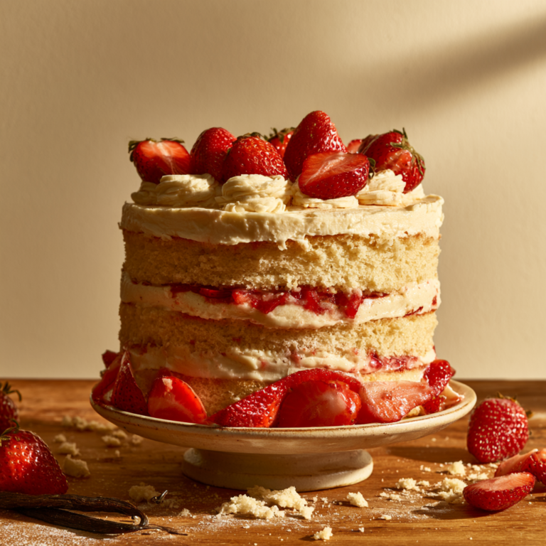 🍓 Strawberry Vanilla Celebration Cake
