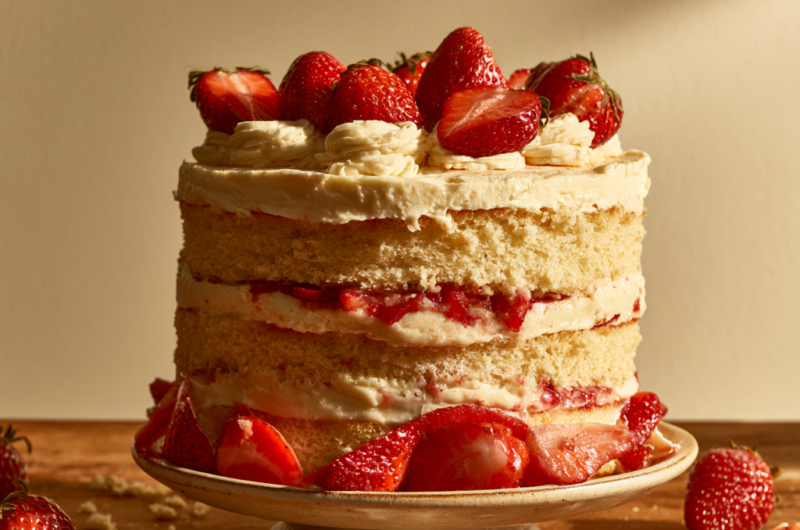 Strawberry Vanilla Celebration Cake
