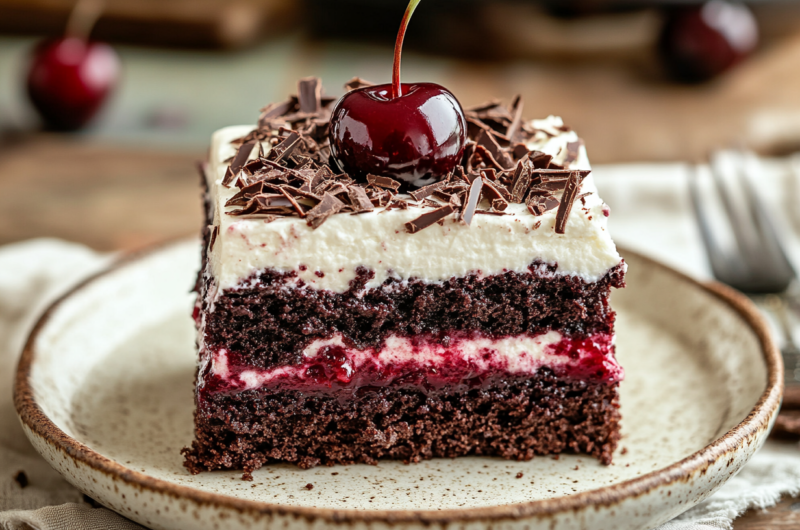 Easy Black Forest Sheet Cake 🍒🍫