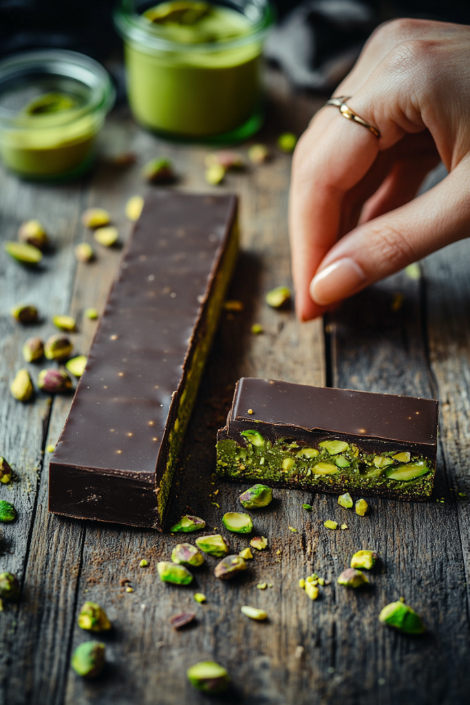 Dubai chocolate bar pistachio kunafa dessert