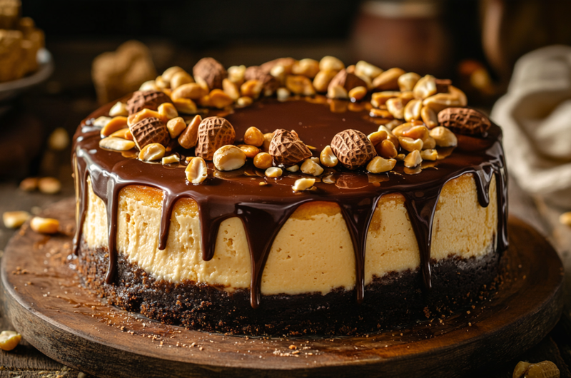 Decadent No-Bake Snickers Cheesecake 🍫🥜