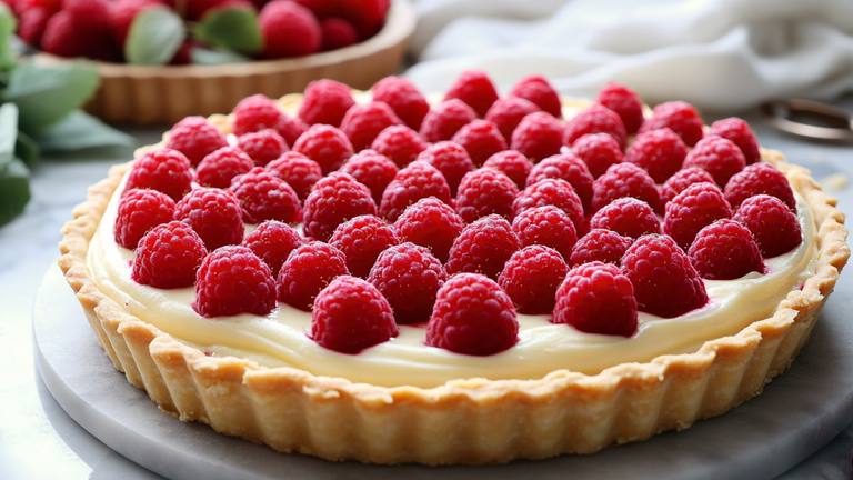 No-Bake Raspberry White Chocolate Tart (Silky & Elegant) 🍓✨