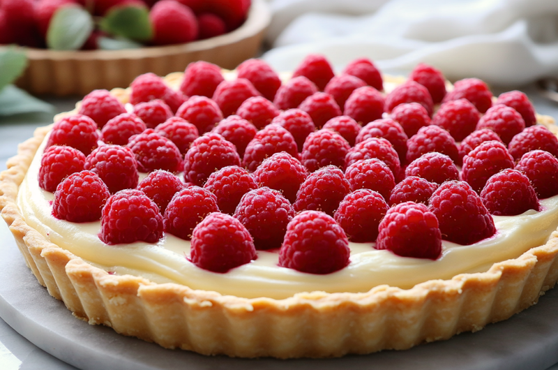 No-Bake Raspberry White Chocolate Tart 🍓✨