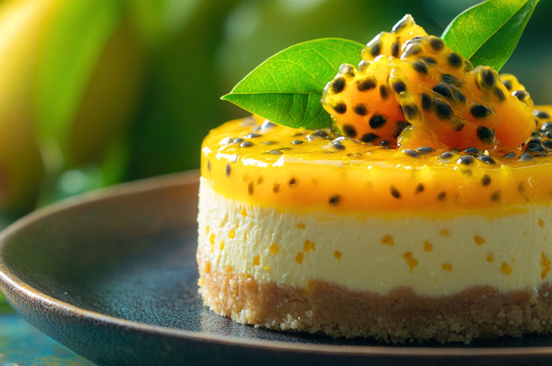 No-Bake Mango Passionfruit Cheesecake 🌏✨