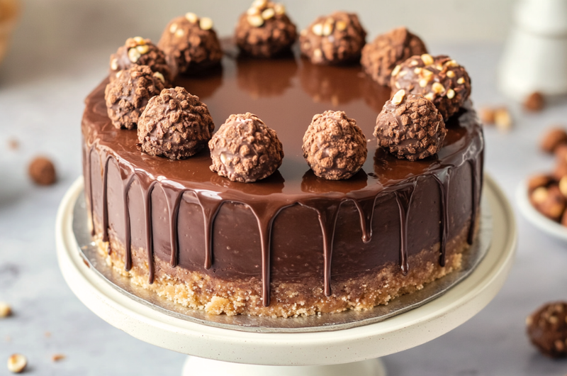 No-Bake Ferrero Rocher Cheesecake 🌰🍫