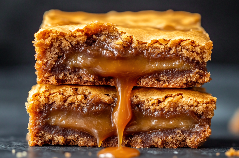 Fudgy Salted Caramel Blondies 🧈🍯