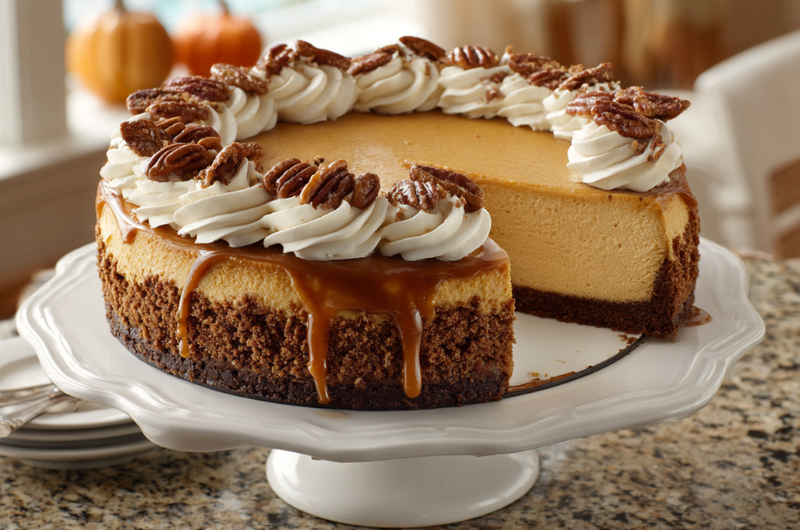 Creamy Pumpkin Cheesecake with Gingersnap Crust