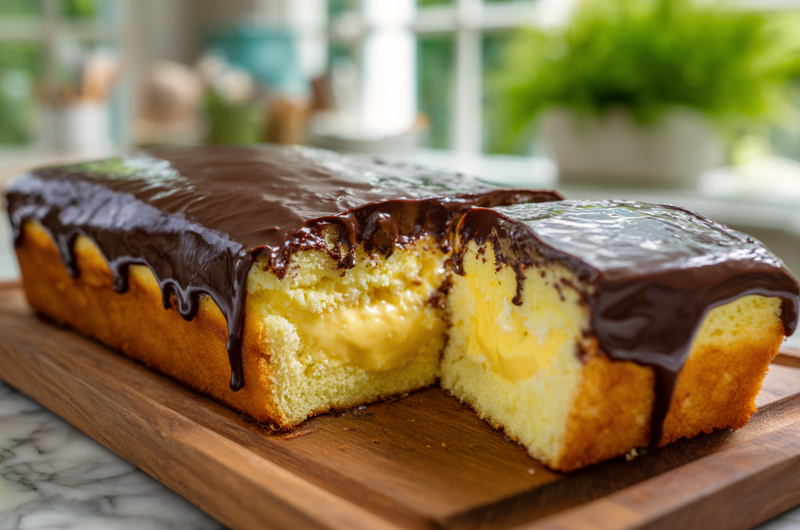 Boston Cream Poke Cake